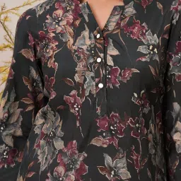 Libas Black Printed A Line Short Kurti image 4