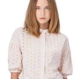 Only Beige Self Design Shirt-image-55