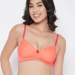Clovia Orange Non Wired Padded T-Shirt Bra-image-88