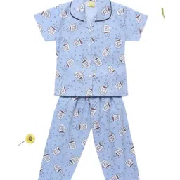 The Magic Wand Kids Blue Printed Shirt with Pyjamas-image-68