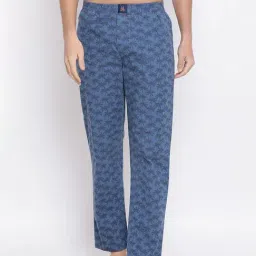 Crimsoune Club Blue Cotton Slim Fit Printed Lounge Pants-image-68