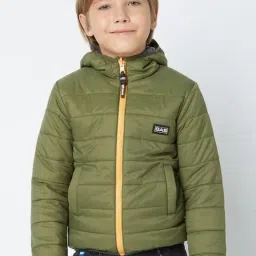 GAS Kids Green Quilted Full Sleeves Reversible Jacket-image-58