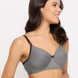 Clovia Black Striped T-Shirt Bra image 4