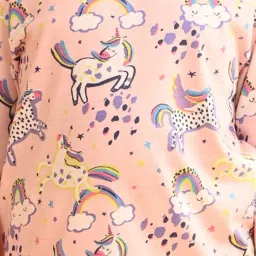 Anthrilo Kids Pink Cotton Printed Full Sleeves T-Shirt & Trouser image 4