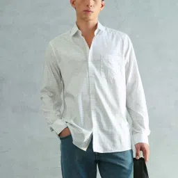 Arrow White Cotton Slim Fit Checks Shirt image 4