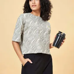 Ajile by Pantaloons Grey Cotton Printed T-Shirt image 4