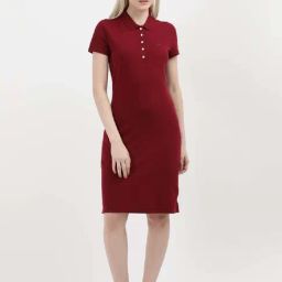 TOMMY HILFIGER Maroon Cotton Shift Dress-picture-5