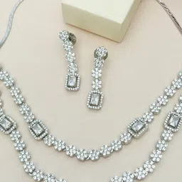ABDESIGNS Enchanting Silver Plated American Diamond Necklace image 3