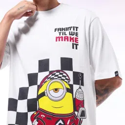 Bewakoof White Relaxed Fit Graphic T-Shirt image 4