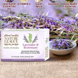 NATURE LEAGUE Set Of 12 Lavender & Rosemary Handmade Natural Soap - 100 g Each image 5