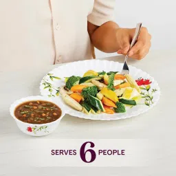 Larah by Borosil Oriental White Opalware 21 Pieces Dinner Set image 4