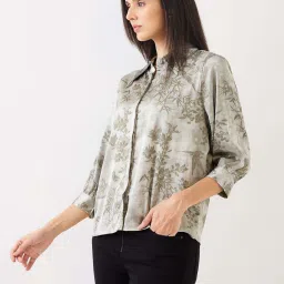 Spykar Silver Grey Regular Fit Printed Shirt image 4