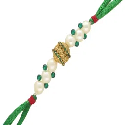 Sri Jagdamba Pearls Alluring Gold Plated Pearl Rakhi for Beloved Brother image 4