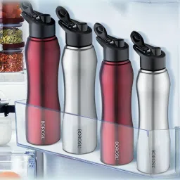 borosil ?Borosil Water Bottle with Single Wall & Leakproof Set of 4 (Maroon, ?1000 ml) image 4