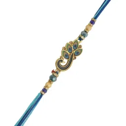 Aapno Rajasthan Royal Peacock Feather Beaded Rakhi image 4