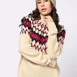 GAP Ecru Regular Fit Geometric Sweater image 4