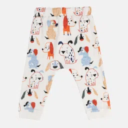 MINIKLUB Boys Cream Printed Full Sleeves T-Shirt with Pants image 4