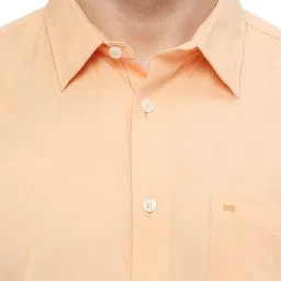 Basics Orange Cotton Slim Fit Shirt image 4