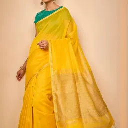 Taneira Yellow Woven Design Saree image 4