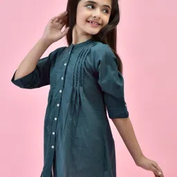 Juniper Girls Green Solid Kurta image 4
