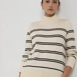 Fablestreet Off White Acrylic Striped Sweater-picture-12