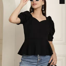 Tromko Women Pack Of 2 Sweetheart Neck Puff Sleeve Empire Top-image-37