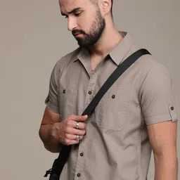 Roadster Men Relaxed Textured Roll-Up Sleeves Pure Cotton Casual Shirt-picture-20