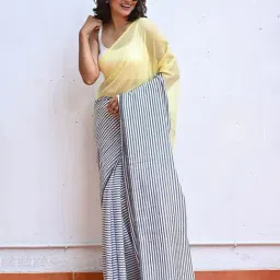 Anjaneya Sarees Grey Woven Linen Silk Printed Designer Printed Saree With Unstitched Blouse-image-74
