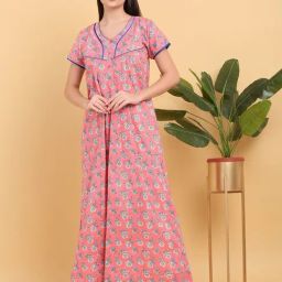 Sweet Dreams Peach Regular Fit Floral Nightdress-picture-22