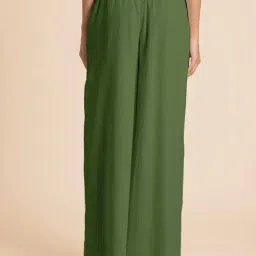 Moomaya Green Regular Fit High Rise Palazzos image 2
