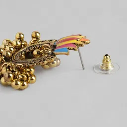 justpeachy Multicoloured Gold-Plated Enamelled Circular Drop Earrings image 3