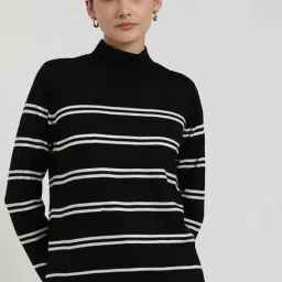 Fablestreet Black Acrylic Striped Sweater image 4