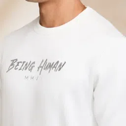 Being Human White Regular Fit Logo Printed Sweatshirt image 4
