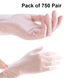 3P Vinyl Examination Hand Gloves Left, Right Hand Orientation Transparent for Food & Cooking (Pack of 750 Pairs) image 2