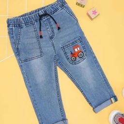 Pantaloons Baby Boys Brilliant Blue Cotton Solid Jeans-picture-44