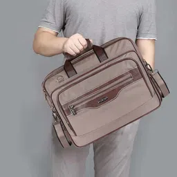 LOREM Men Grey & Brown Laptop Bag image 5