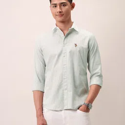 U.S. Polo Assn. Denim Co. Striped Spread Collar Pure Cotton Casual Shirt image 1