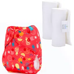 Bumberry Adjustable Reusable Cloth Diaper Cover With Insert Pineapple Print - Red-picture-29