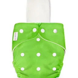 AEREX Reusable Baby 1 Cloth Diapers For 6 Months to 3 Years With 1 White Insert Pad Leak Proof Washable Diapers For New Born Babies Adjustable Pocket Cloth Diaper Nappies (Green) image 1