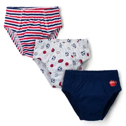 kookie kids india Kookie Kids Cotton Spandex Knit Briefs With Stripes & Football Print Pack of 3 - Multicolor-picture-22