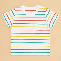 Pantaloons Baby Cotton Full Sleeves Solid Shirt With Striped Inner Tee - Off White image 3