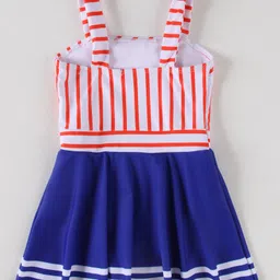 Mark & Mia Sleeveless Frock Swimsuit With Stripes - Red & Blue image 2