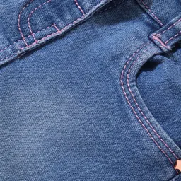 Babyhug Mid Thigh Length Solid Color Stretchable Denim Shorts - Blue image 3