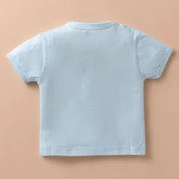 Simply Sinker KnitHalf Sleeves Shorts Night Suit with Animal Print - Light Blue image 3