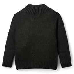 Babyhug Knitted Full Sleeves Pullover Sweater With Reversible Sequins - Black image 3