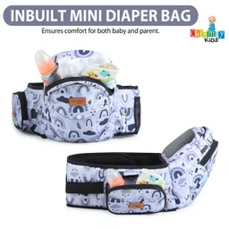 Chinmay Kids Carrier With Hip Seat (In-Built Mini Diaper Bag) & Convertible To Sling Carry Bag (6-In-1 Baby Carrier) (5 Months To 36 Months Or Upto 18 Kgs) Toddler (Multicolor) image 3