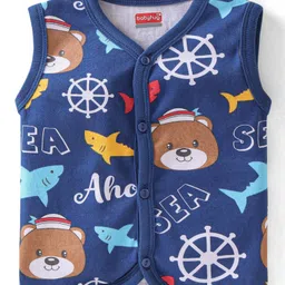 Babyhug 100% Cotton Antibacterial Sleeveless Vests Striped & Animal Print Pack of 3 - Multicolour image 4