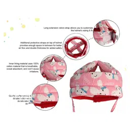 ORTIS Adjustable Cushioned Baby Safety Helmet- Pink (Print May Vary) image 4