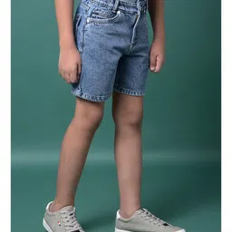 CRIMSOUNE CLUB Cotton Woven Solid Shorts - Blue image 5