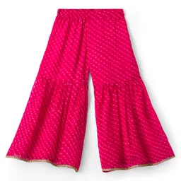 Babyhug Georgette Woven Three Fourth Sleeves Kurta Gharara & Dupatta Set With Sequin Detailing - Fuschia image 4